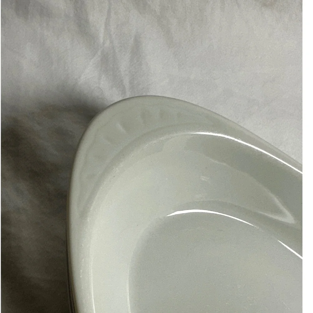 Vintage Oval Au Gratin Baking Dishes Set 4 White Exc Ceramic Stoneware Scalloped